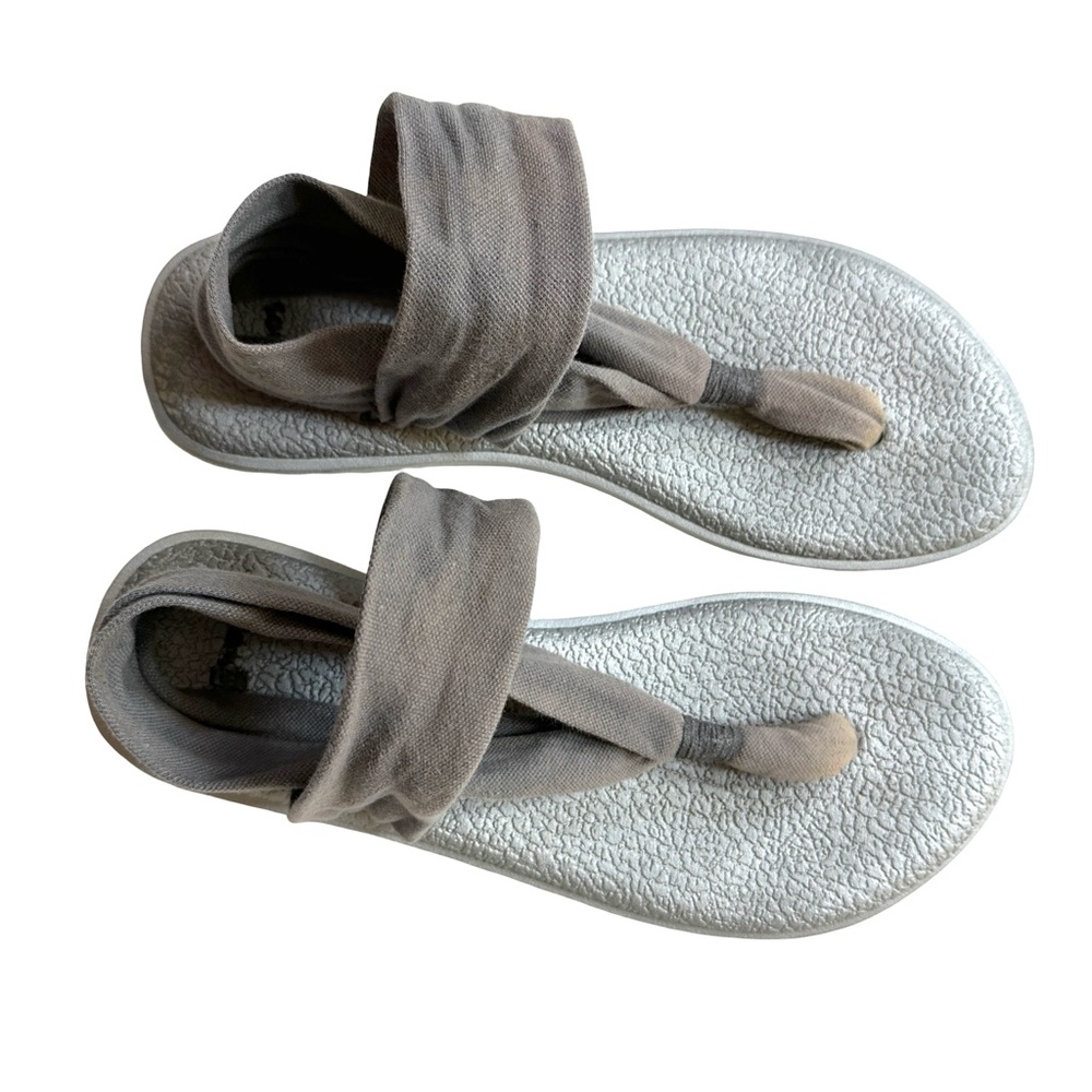 Sanuk Gray Yoga Sling Sandals Comfort Fabric Flip Flops Women’s Size 8 - Picture 3 of 8